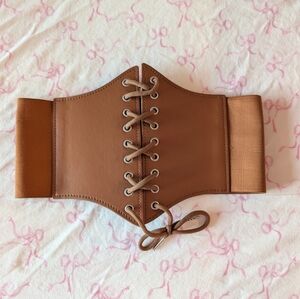 Brown Lace-Up Underbust Corset Belt